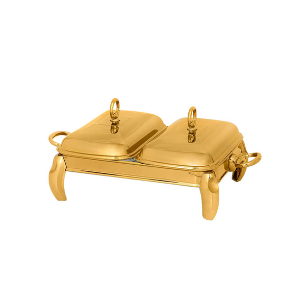 Mat Steel Double Rectangular Gold Chaffing Dish