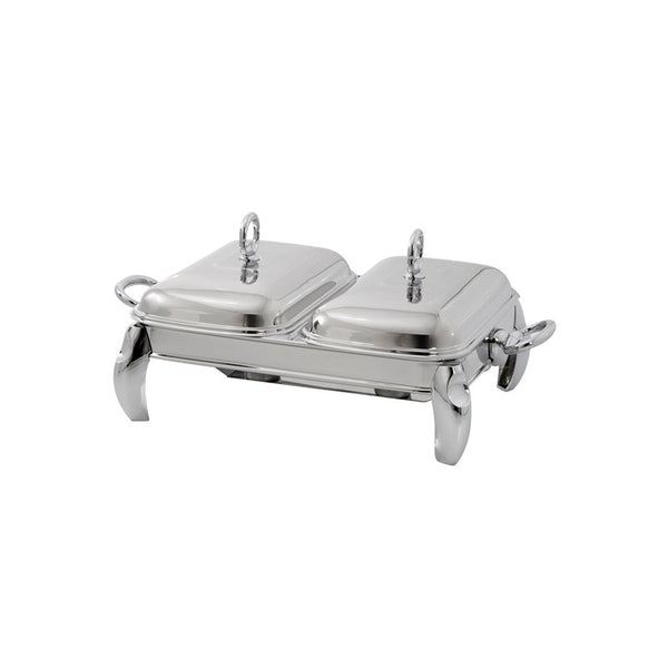 Mat Steel Double Rectangle Silver Chaffing Dish