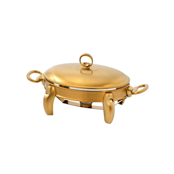 Mat Steel Large Oval Gold Chafing Dish