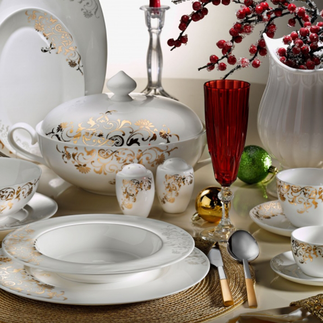 Royal Queen 83Pcs Dinner Porcelain Set | 153.50.AR33014 | Cooking & Dining, Dinnerware Sets |Image 1