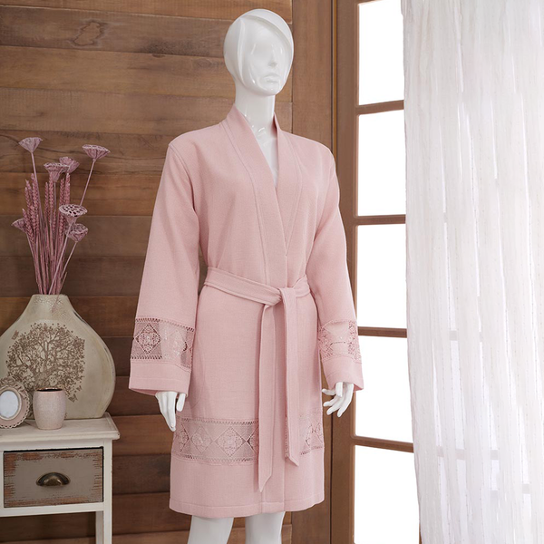 100% Cotton Waffle Pique Women Bathrobe   2019-65-Pink | 2019-65-PINK | Home & Linen | Bathrobes, Home & Linen |Image 1