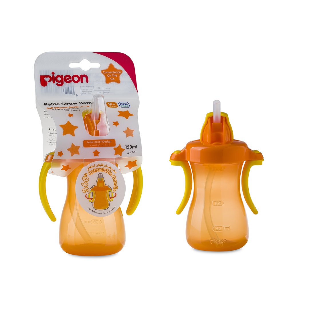 Pigeon Petite Straw Bottl 150Ml Orange 26151 Pigeon Petite Straw Bottl 150Ml Orange 26151