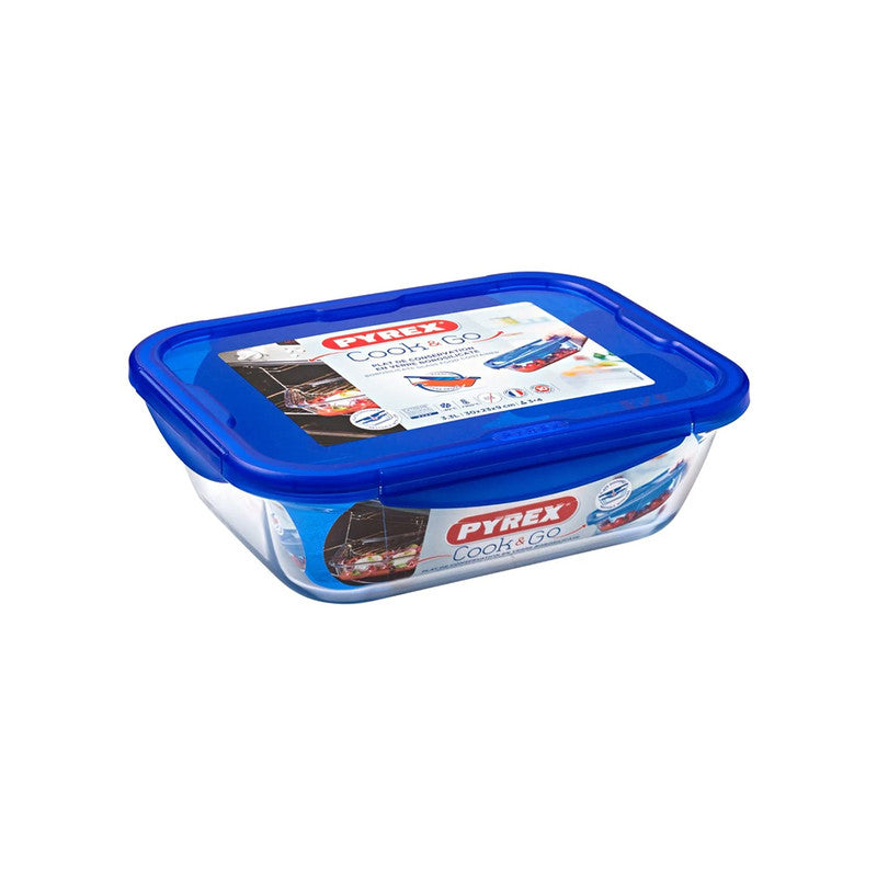 Pyrex 3.3L Cook & Go Glass Rectangular Dish With Lid