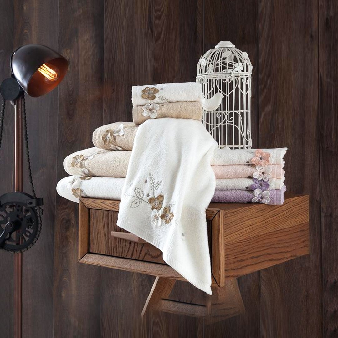 Maribor Towel Set 3D Embroidery (Zena) Size: 30X50 / 50X90 / 70X142 3-1011Z | 0000205-0007 | Home & Linen | Home & Linen, Towels |Image 1