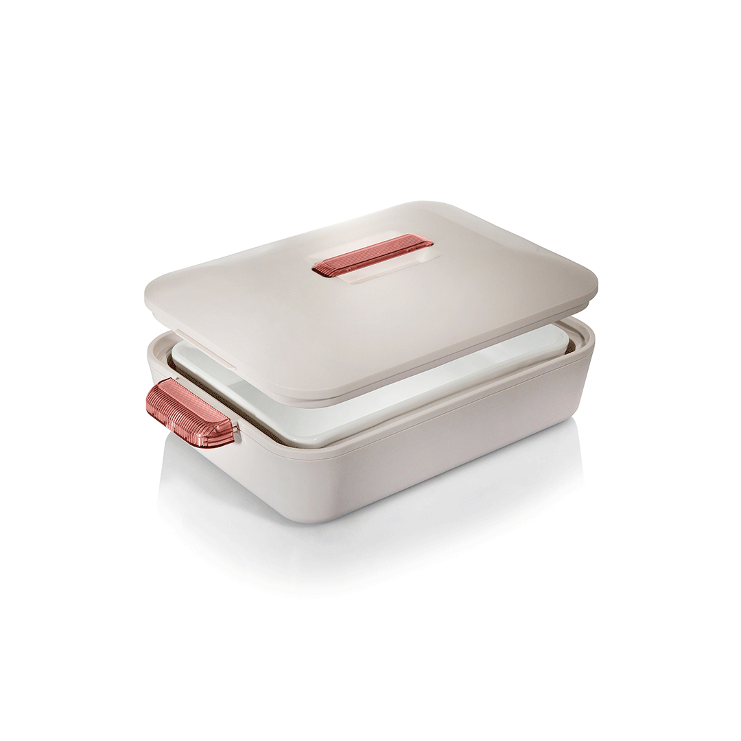 Enjoy Rectangular Insulated Server Gourmet Colorado 2.8L - White/Rose Enjoy Rectangular Insulated Server Gourmet Colorado 2.8L - White/Rose