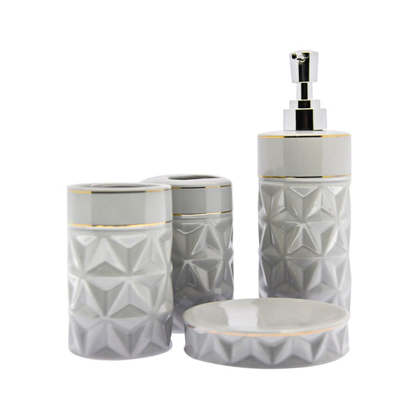 Msb-067 4Pcs Ceramic Bathroom Set Gray   6877 | '6877 | Home & Linen | Home & Linen |Image 1