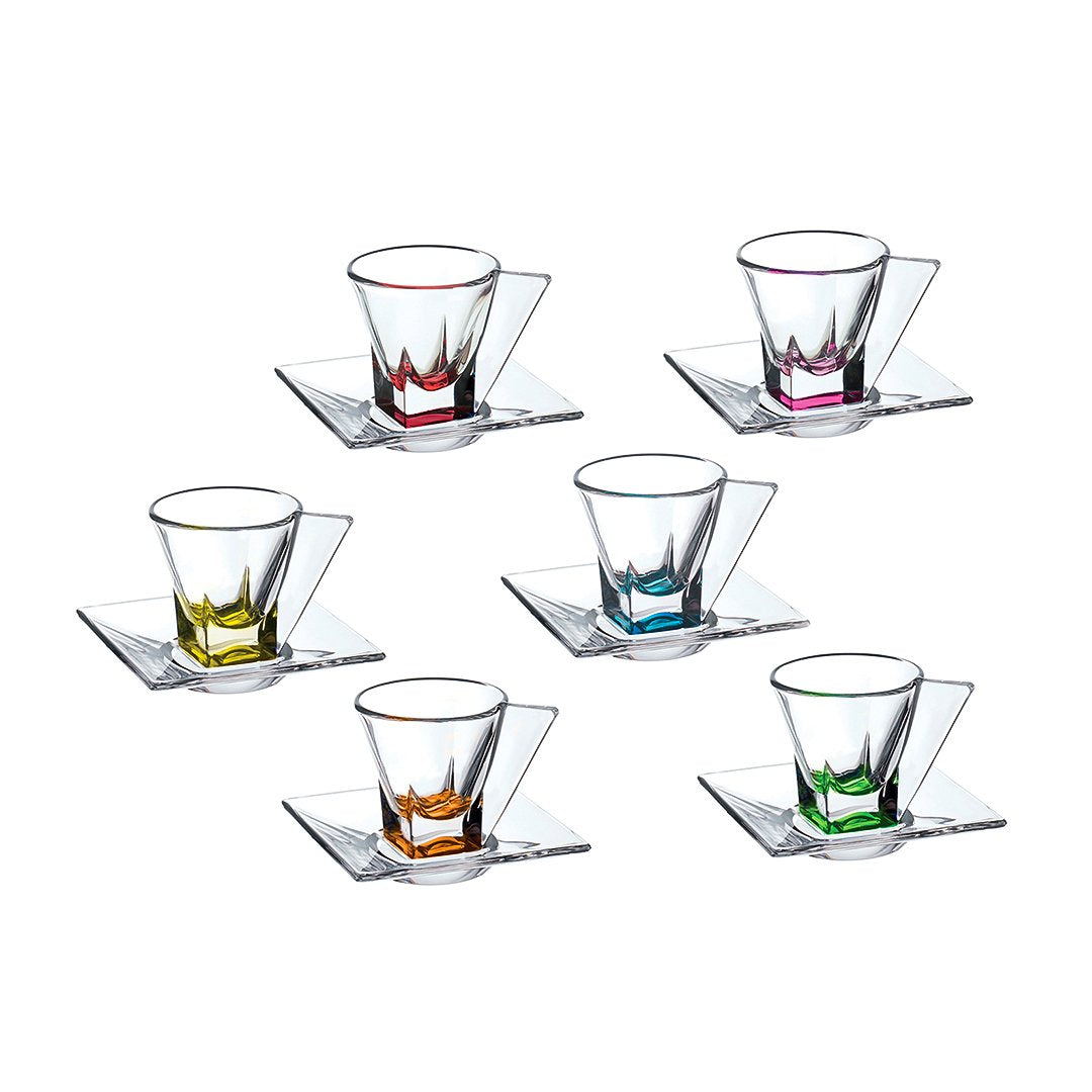 Fusion 6 Coloured Espresso Cups + Saucers Set - Rcr - 73291020006 | '73291020006 | Cooking & Dining, Glassware |Image 1