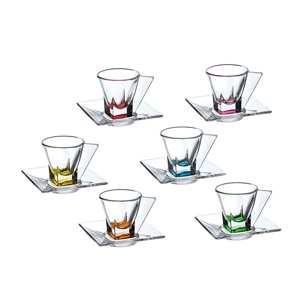 Fusion 6 Coloured Espresso Cups + Saucers Set - Rcr - 73291020006