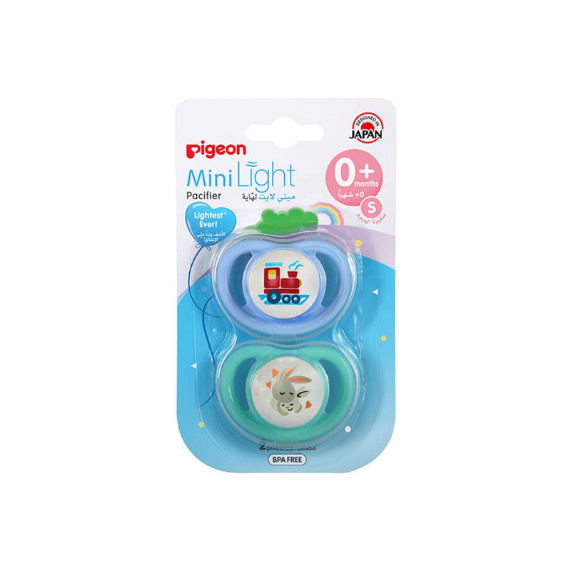 Pigeon 2 Pieces Minilight Pacifier - Boy Train & Rabbit