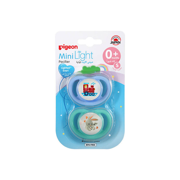 Pigeon 2 Pieces Minilight Pacifier - Boy Train & Rabbit | '78259 | Baby Care | Baby Care |Image 1