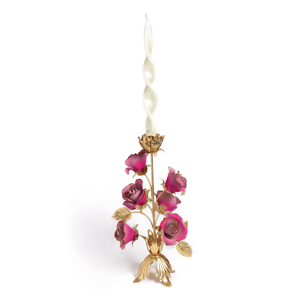 TALL POLISH GOLD CANDLEHOLDER 6 MED DOLLY RED WITH GOLD TIPS - 8384-56
