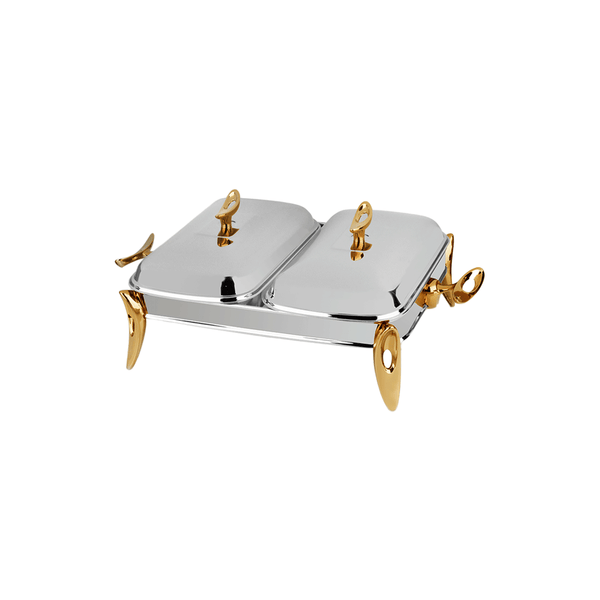 Chafing Dish  Double Rectangle Silver-Gold    914Sg