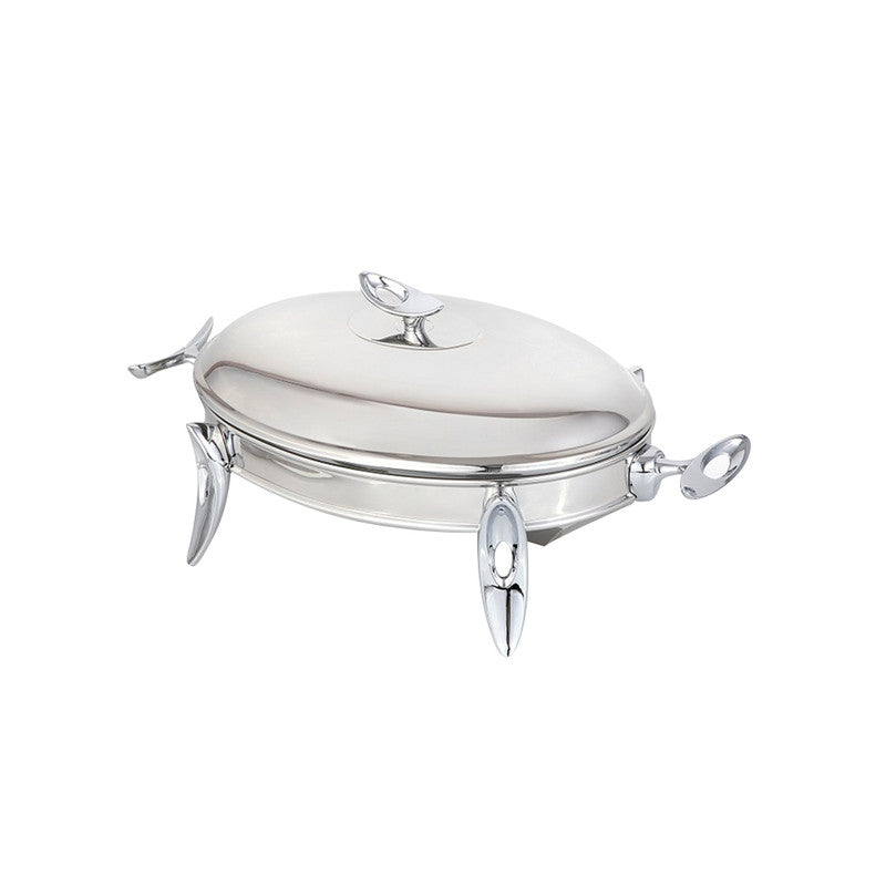 Mat Steel Medium Oval Silver Chafing Dish | 919S | Cooking & Dining, Serveware |Image 1