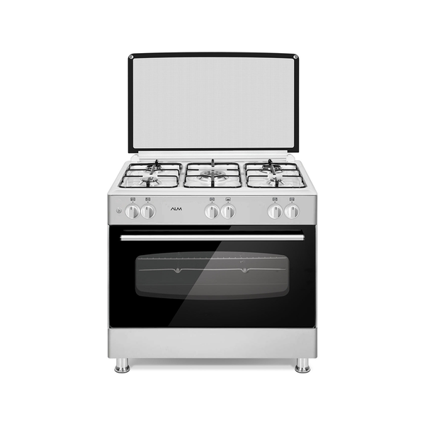 Alm Free Standing Gas Cooker 90X60 5 Top Burner White Single Burner Oven