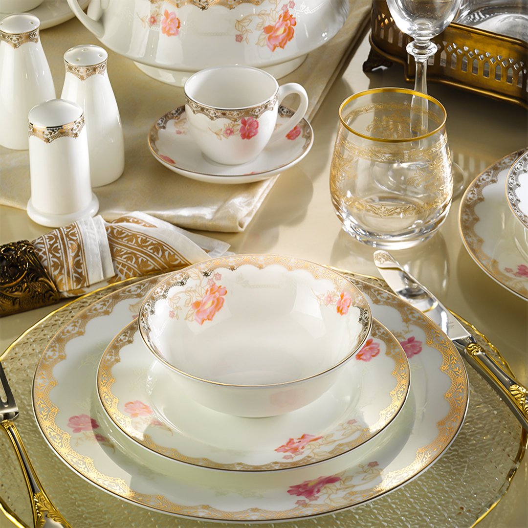 Alrildz - Royal Queen Porcelain 83 Pieces Dinner Set 33010 Ary-14 | ARY-14 | Cooking & Dining, Dinnerware Sets |Image 1