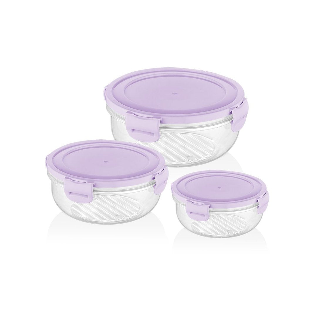 Bager Cook And Lock (3Pcs Set) Round Purple Bg-539 | BG-539 | Cooking & Dining | Containers & Bottles, Cooking & Dining |Image 1