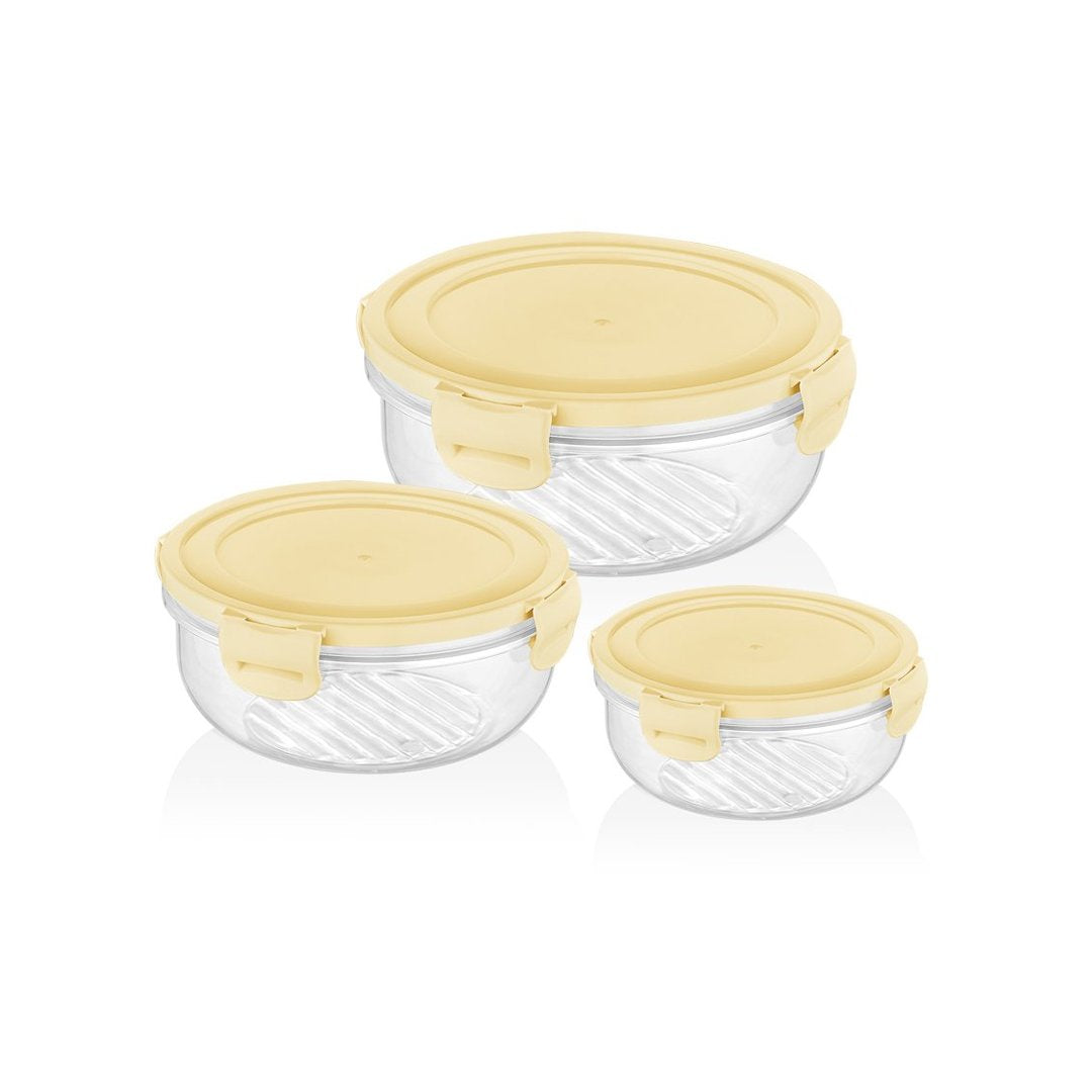 Bager Cook And Lock (3Pcs Set) Round Yellow Bg-539 | BG-539 | Cooking & Dining | Containers & Bottles, Cooking & Dining |Image 1