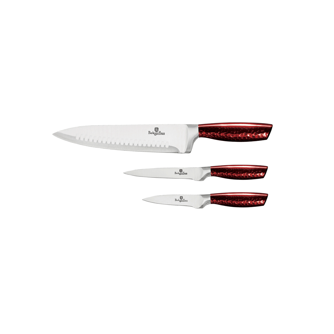 Berlingerhaus 3Pc Knife Set Burgundy    Bh-2464 | BH/2464 | Cooking & Dining, Knives & Chopping Boards |Image 1