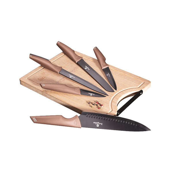 Berlingerhaus 6 Pieces Knife Set With Bamboo Cutting Board | BH/2707 | Cooking & Dining, Knives & Chopping Boards |Image 1