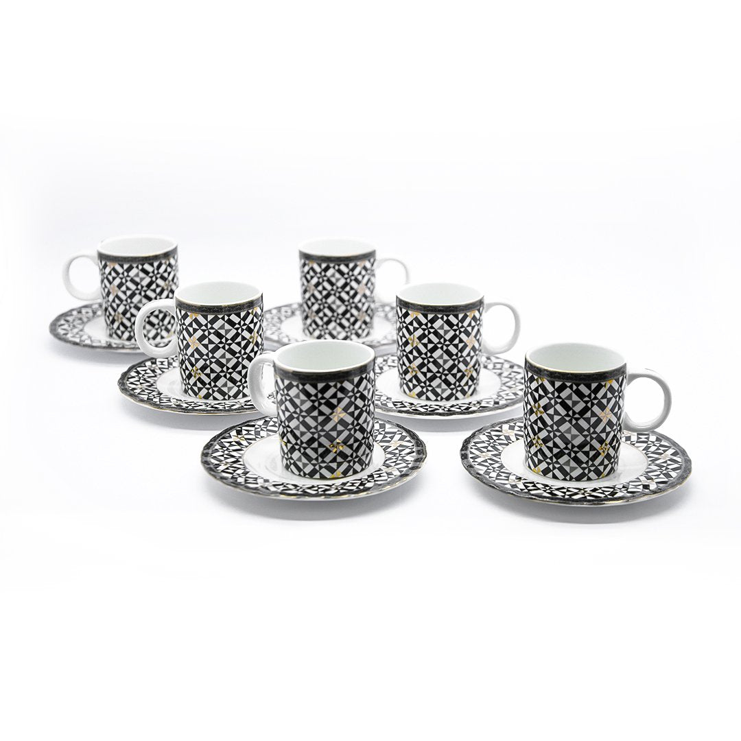Kosova Porcelain Coffee Cup & Saucer 6Pcs Set | bhr-11 | Cooking & Dining | Coffee Cup, Cooking & Dining, Glassware |Image 1