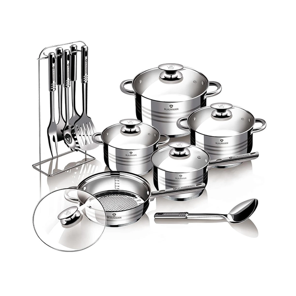 Berlingerhaus 17Pcs Jumbo Stainless Steel Cookware Set Gourmet Line