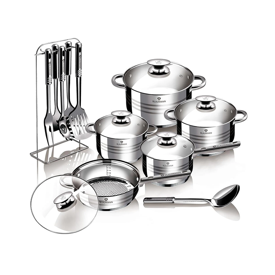 Berlingerhaus 17Pcs Jumbo Stainless Steel Cookware Set Gourmet Line | BL-3133 | Cooking & Dining, Cookware sets |Image 1