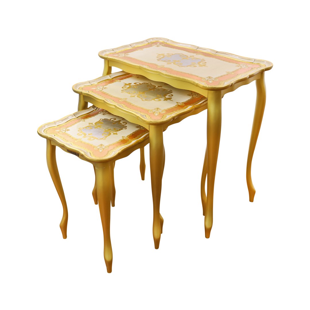 Three Table Set 35X57X58H Gioberti Oro/Avorio | CT-400-5-3050 | Home & Linen | Home & Linen |Image 1