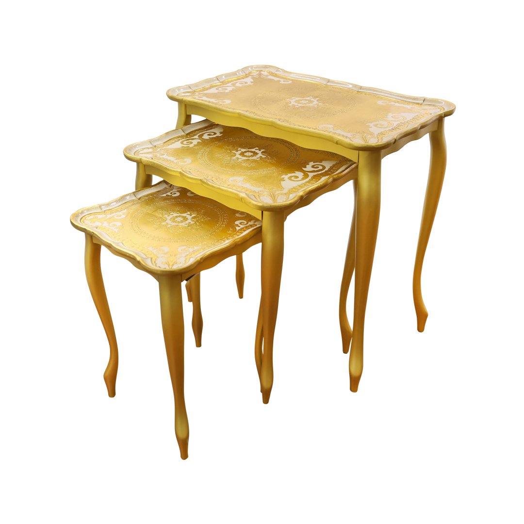 Three Table Set 35X57X58H Elisei Argento/Avorio Ct-400-5-3452 | CT-400-5-3452 | Home & Linen | Home & Linen |Image 1