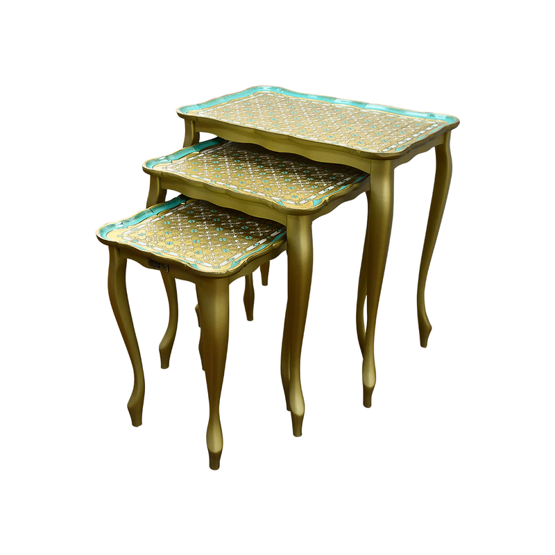 Sezzatini 35X57X58H Three Table Set Adimari Oro/Acquamarina | CT-400-5-3735 | Home & Linen | Home & Linen, Table Set |Image 1