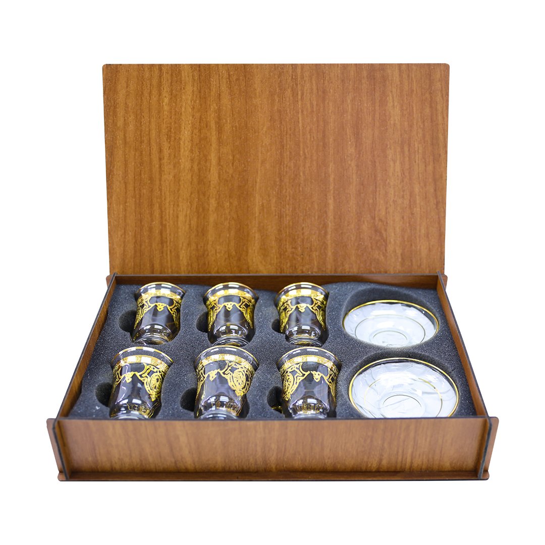 Tea Set Wooden Box Zambak Black Es-54201B | ES-54201B | Cooking & Dining, Glassware, Tea Cup |Image 1