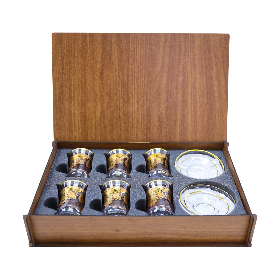 Tea Set Wooden Box Zambak Red Es-54201R | ES-54201R | Cooking & Dining, Glassware, Tea Cup |Image 1