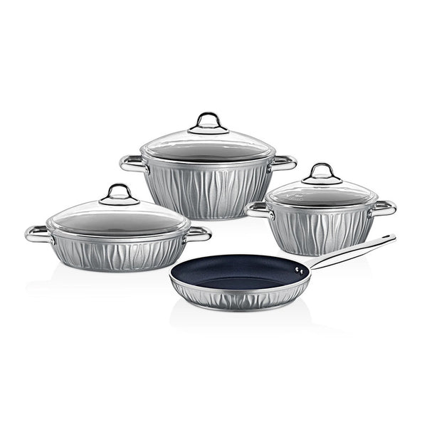 Falez Carnival Series Gray 7 Pieces Cookware Set