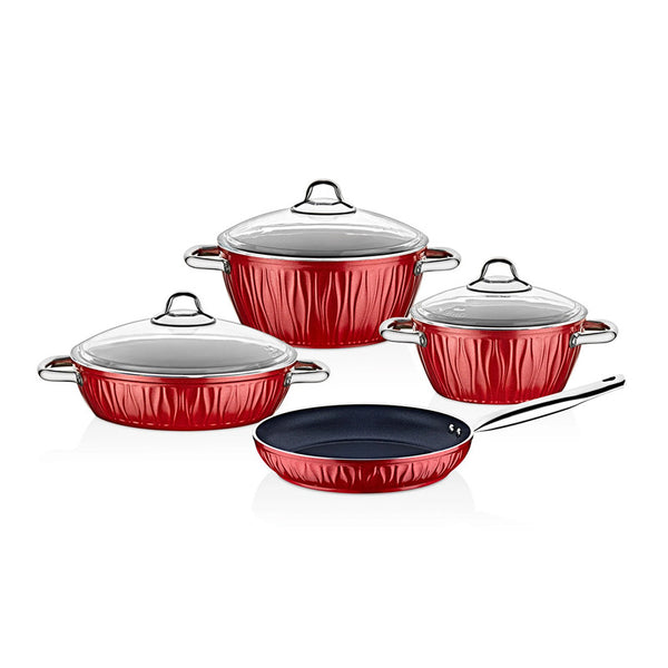 Falez Carnival Series Red 7 Pieces Cookware Set