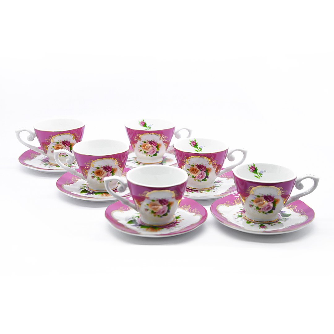 Kosova Porcelain Coffee Set 6Pcs W/Tray | fnc-17 | Cooking & Dining | Coffee Cup, Cooking & Dining, Glassware |Image 1