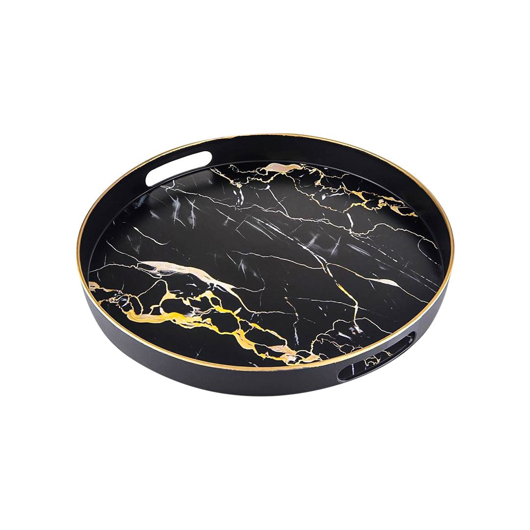 Authentic Round Black Tray Gold | KU-233GB | Cooking & Dining, Serveware, Trays |Image 1
