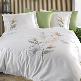 EMBROIDERIED COTON SATEEN DUVET COVER SET