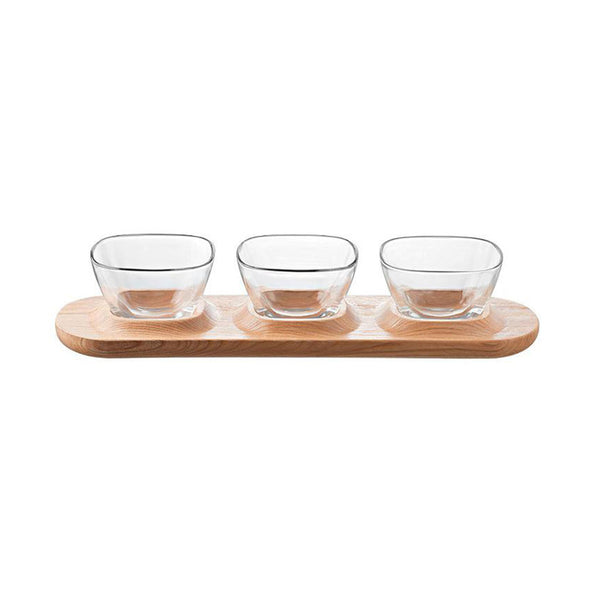 Vidivi Glass Bowls And Wooden Plate Set